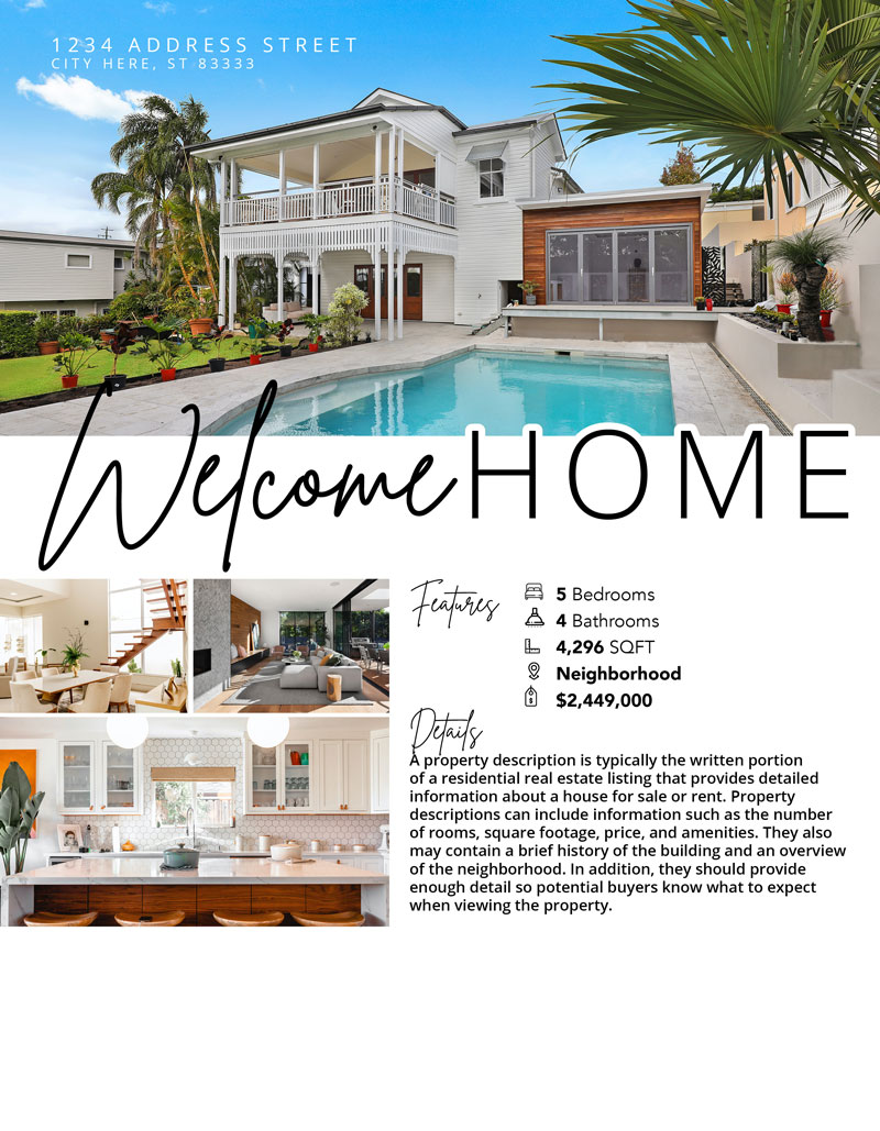Real estate advertisement design, Real estate agent branding, Real estate marketing templates, Listing design, welcome home template, home for sale